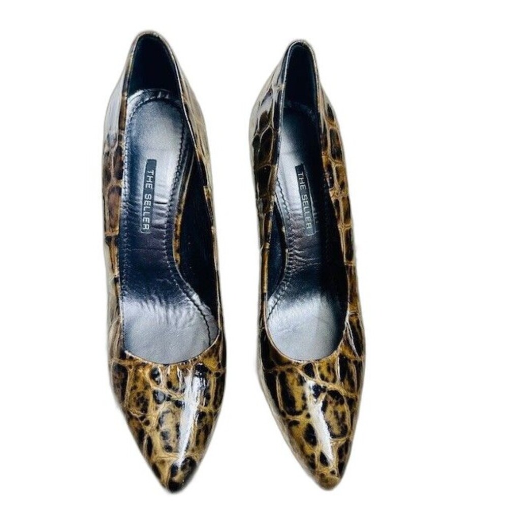The SELLER Women Dress Leather Animal Print Pump Round Toe Heel Shoes 38.5/7.5-8